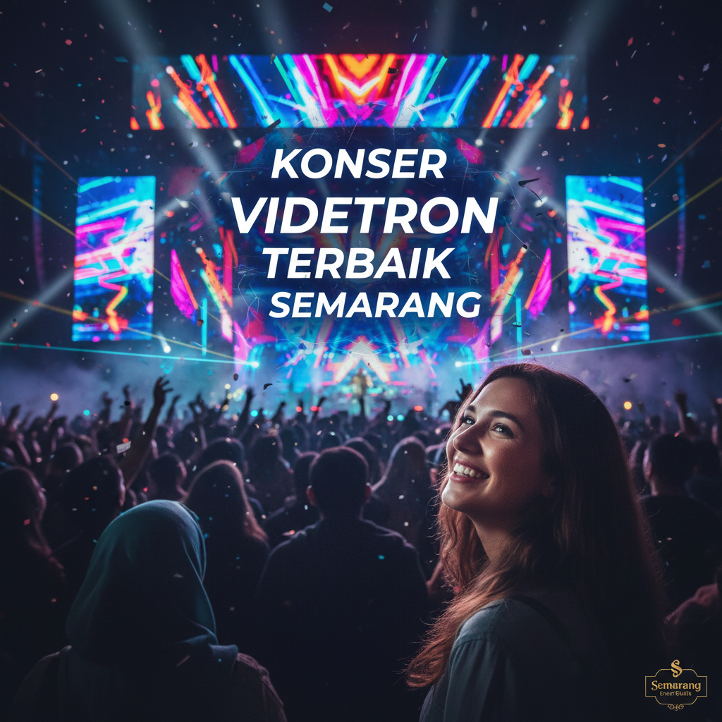 Panggung konser videotron di Semarang dengan pencahayaan warna-warni.